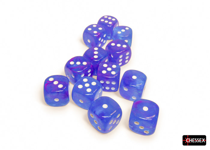 Nebula Aura/white Luminary 16mm d6 Dice Block (12 dice)