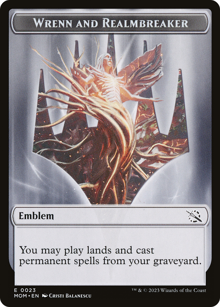 Wrenn and Realmbreaker Emblem (TMOM-023) - March of the Machine Tokens