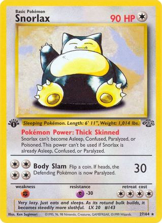 Snorlax (27) 027 - 1st Edition Jungle - Rare
