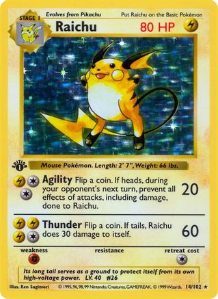 Raichu - Unlimited Holofoil Base Set Shadowless - Holo Rare