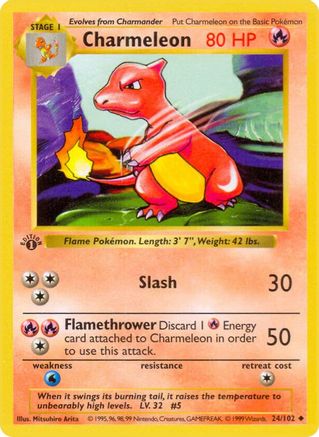 Charmeleon 024/102 - Unlimited Base Set Shadowless - Uncommon