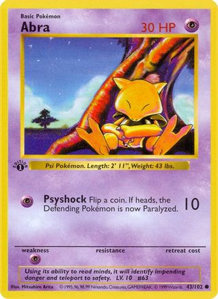 Abra 043/102 - Unlimited Base Set Shadowless - Common