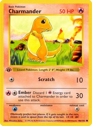Charmander 046/102 - 1st Edition Base Set Shadowless - Common