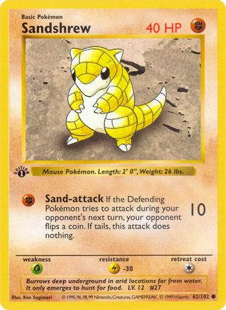 Sandshrew 062 - Unlimited Base Set Shadowless - Common