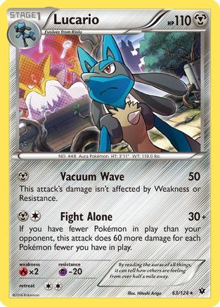 Lucario (63) 063/124 - Reverse Holofoil XY Fates Collide - Holo Rare