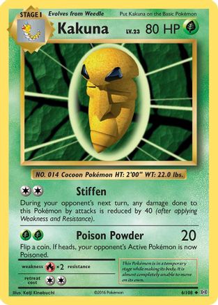 Kakuna 006/108 - Reverse Holofoil XY Evolutions - Uncommon