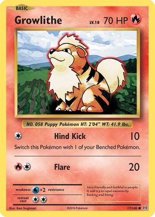 Growlithe 017/108 - Reverse Holofoil XY Evolutions - Common