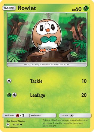 Rowlet 009/149 - Reverse Holofoil SM Base Set - Common