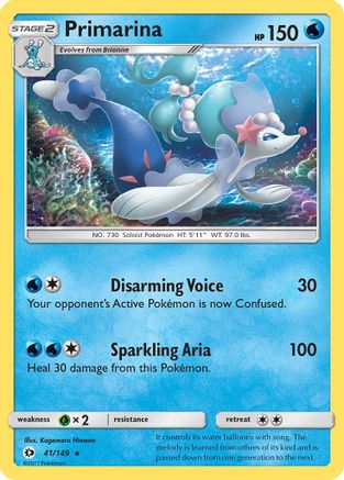 Primarina 041/149 - Reverse Holofoil SM Base Set - Rare