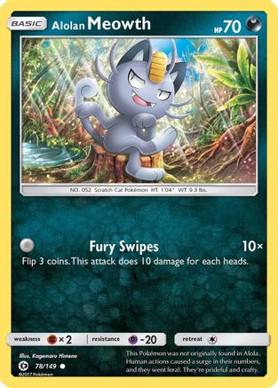 Alolan Meowth 078/149 - Reverse Holofoil SM Base Set - Common