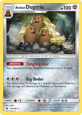 Alolan Dugtrio 087/149 - Reverse Holofoil SM Base Set - Holo Rare