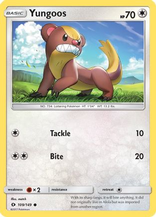 Yungoos 109/149 - Reverse Holofoil SM Base Set - Common
