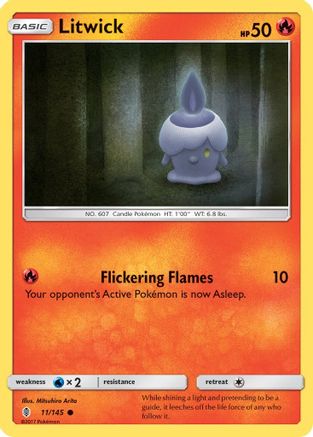 Litwick 011/145 - Reverse Holofoil SM Guardians Rising - Common