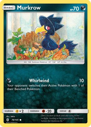 Murkrow 078/145 - Reverse Holofoil SM Guardians Rising - Common