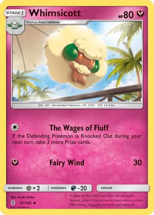 Whimsicott 091/145 - Reverse Holofoil SM Guardians Rising - Uncommon