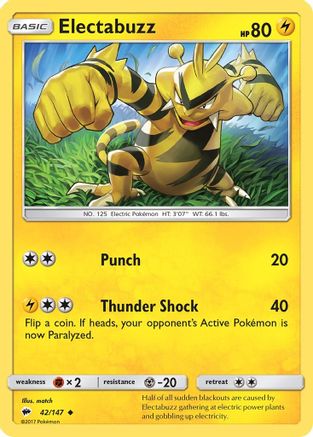 Electabuzz 042 SM Burning Shadows - Uncommon