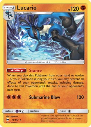 Lucario 071/147 - Reverse Holofoil SM Burning Shadows - Holo Rare