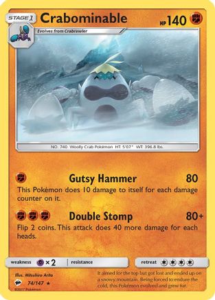 Crabominable 074 - Reverse Holofoil SM Burning Shadows - Rare