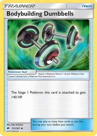 Bodybuilding Dumbbells 113/147 - Reverse Holofoil SM Burning Shadows - Uncommon