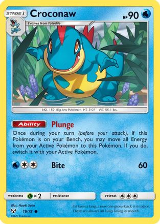 Croconaw 019/73 - Reverse Holofoil Shining Legends - Common