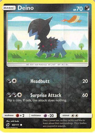 Deino 060/111 - Reverse Holofoil SM Crimson Invasion - Common