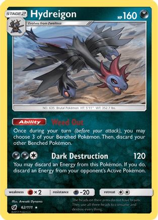 Hydreigon 062/111 - Reverse Holofoil SM Crimson Invasion - Rare