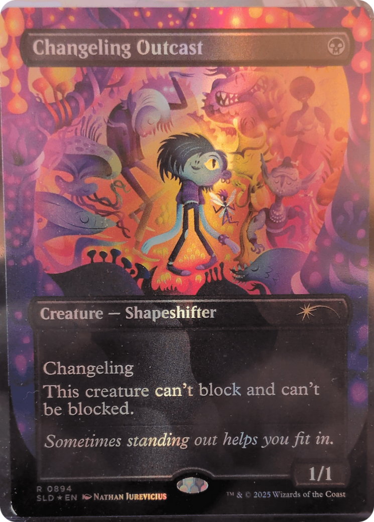 Changeling Outcast (Rainbow Foil) (SLD-894) - Secret Lair Drop (Borderless) Foil