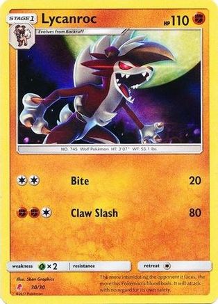 Lycanroc (#30 Holofoil) 030 - Holofoil SM Trainer Kit Lycanroc & Alolan Raichu - Uncommon