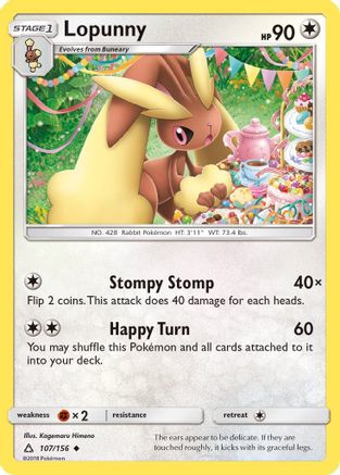 Lopunny 107/156 - Reverse Holofoil SM Ultra Prism - Uncommon