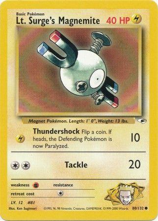 Lt. Surge's Magnemite (80) 080/132 - Unlimited Gym Heroes - Common