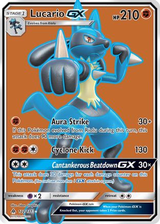 Lucario GX (Full Art) 122 - Holofoil SM Forbidden Light - Ultra Rare