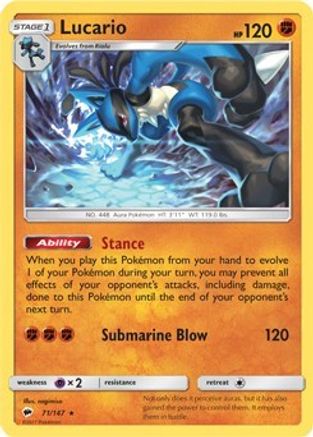 Lucario (SM - Burning Shadows) 071 Deck Exclusives - Rare