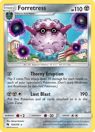 Forretress 124 - Reverse Holofoil SM Lost Thunder - Rare
