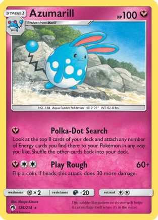 Azumarill 136 - Reverse Holofoil SM Lost Thunder - Rare
