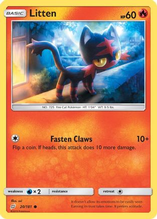 Litten 020/181 - Reverse Holofoil SM Team Up - Common