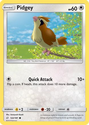 Pidgey (122) 122 - Reverse Holofoil SM Team Up - Common