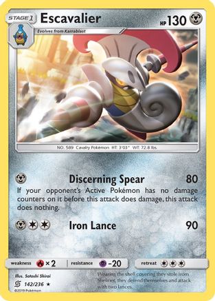 Escavalier 142 - Reverse Holofoil SM Unified Minds - Rare