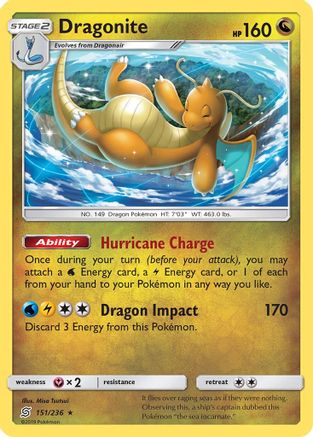 Dragonite 151/236 - Reverse Holofoil SM Unified Minds - Rare