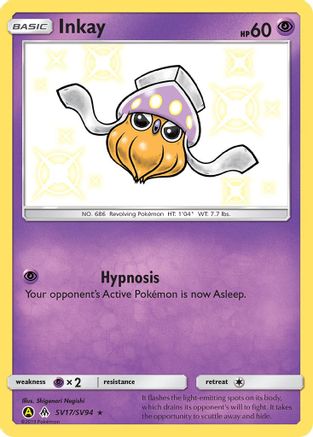 Inkay SV17/SV94 - Holofoil Hidden Fates Shiny Vault - Shiny Holo Rare
