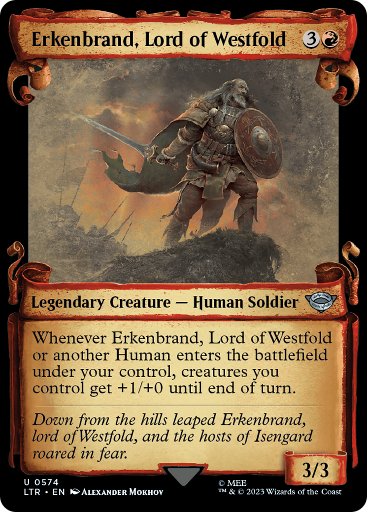 Erkenbrand, Lord of Westfold (Showcase Scrolls) (LTR-574) - The Lord of the Rings: Tales of Middle-earth: (Showcase) Foil