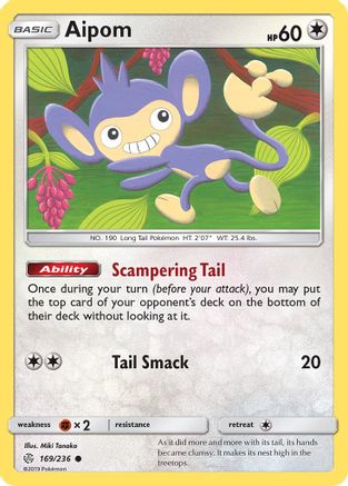 Aipom 169 - Reverse Holofoil SM Cosmic Eclipse - Common