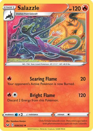 Salazzle 028/202 - Reverse Holofoil SWSH01 Sword & Shield Base Set - Uncommon