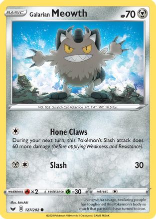 Galarian Meowth 127/202 SWSH01 Sword & Shield Base Set - Common