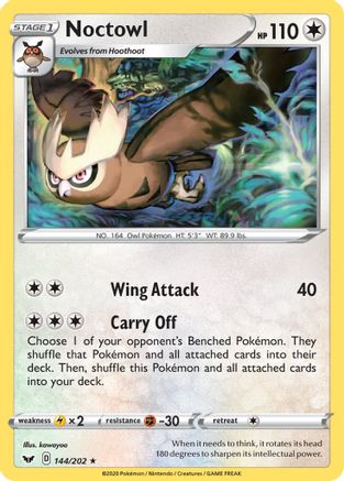 Noctowl 144/202 SWSH01 Sword & Shield Base Set - Rare