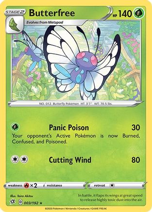 Butterfree 003/192 - Reverse Holofoil SWSH02 Rebel Clash - Rare