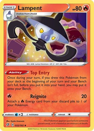 Lampent 032/192 - Reverse Holofoil SWSH02 Rebel Clash - Uncommon