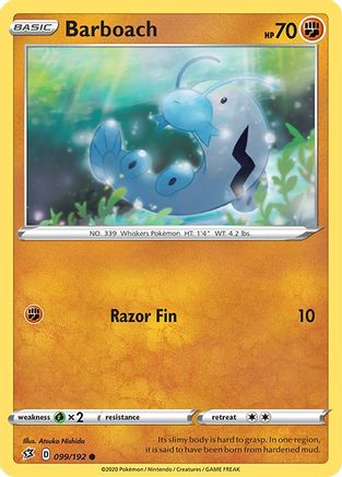 Barboach 099 - Reverse Holofoil SWSH02 Rebel Clash - Common