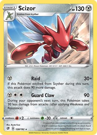 Scizor 128/192 - Reverse Holofoil SWSH02 Rebel Clash - Rare
