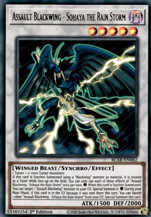 Assault Blackwing - Sohaya the Rain Storm (BLAR-EN062) - Battles of Legend: Armageddon 1st Edition
