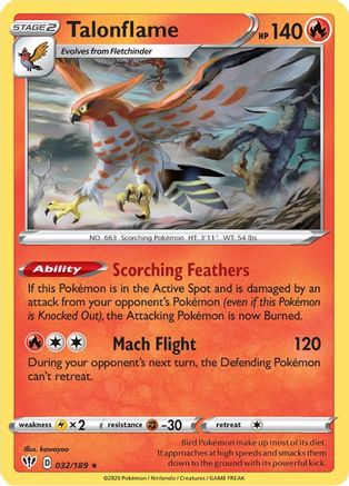 Talonflame 032/189 SWSH03 Darkness Ablaze - Rare
